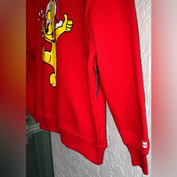 HARIBO Unisex Red Hoodie with Bear and Candy Cane Design- Size L14 (NWT) - Picture 4 of 10